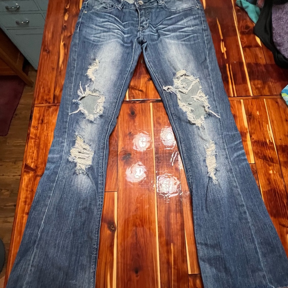 Machine Ripped Jeans.  Size 7.